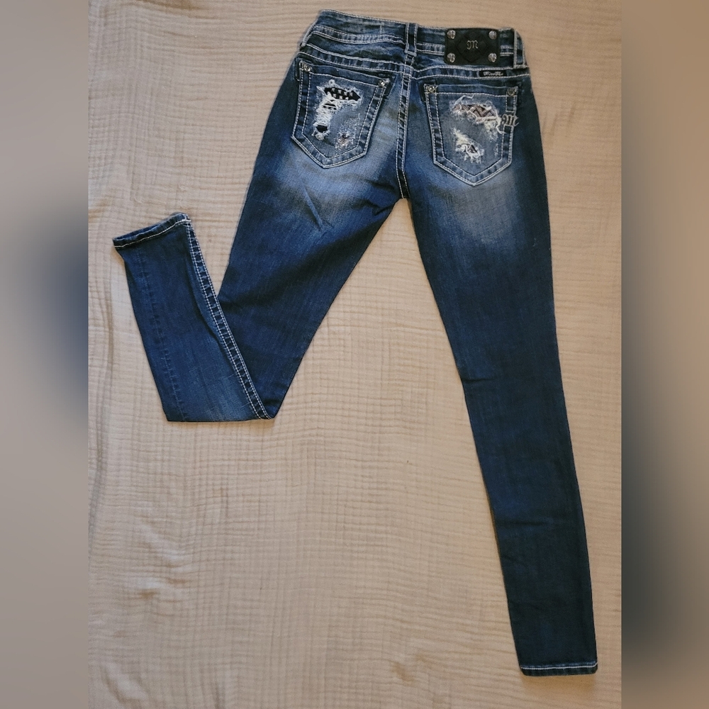Miss Me Women's Signature Skinny Blue Jeans. - Picture 2 of 7